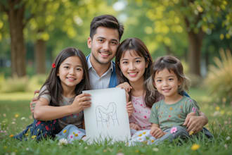 draw your family portrait wedding portrait baby portrait