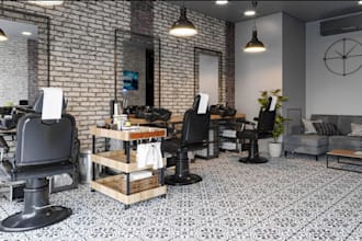 render 3d luxurious beauty salon,barber shop,skincare clinic, cgi store,café spa