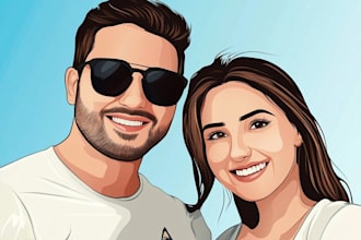 couple, family or group to vector cartoon portrait