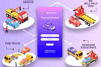 develop truck booking, towing app, car repair, used car app, car rental app