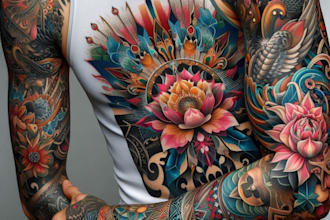 hand draw a full sleeve tattoo design unique modern