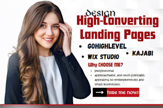 design gohighlevel landing page sale funnel do wix studio, kajabi website design