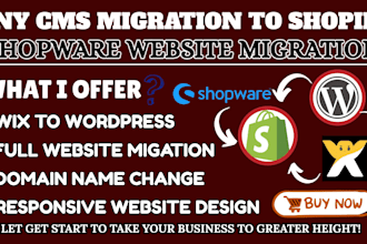 migrate shopware store copy clone wix to wordpress site to shopify website