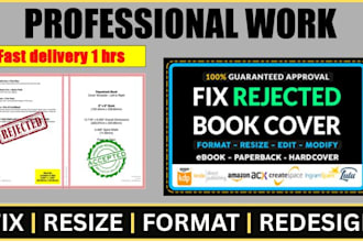 fix rejected KDP paperback cover format, hardcover for amazon kdp