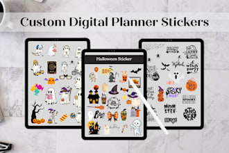 design custom digital stickers for planner, journal, or etsy shop