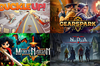 do steam capsule art game UI environment game marketing poster character design