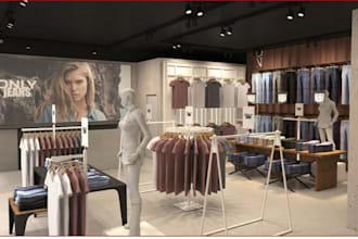 craft 3d retail shop, walk in closet,model furnitures,realistic interior design