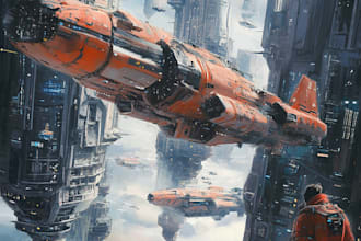 do sci fi, cyberpunk, fantasy science fiction city art illustration