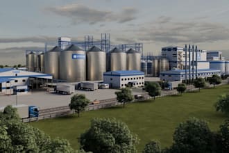revamp commercial warehouse, factory, industrial building, store, cgi rendering
