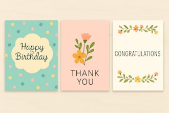 custom greeting card birthday anniversary digital printable handmade card design