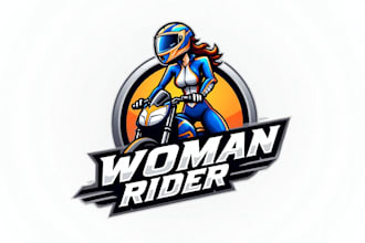 make a high quality woman rider mascot logo design for you with new concept