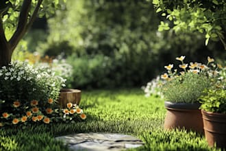make 2d landscape, garden pool 2d rendering, backyard design