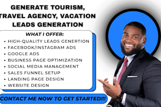 generate travel agency leads tourism leads vacation lead booking via facebook ad