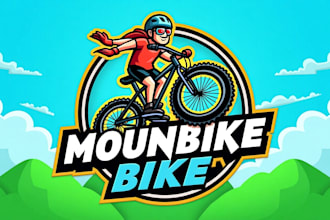 make a high quality mountain bike mascot logo design with new concept