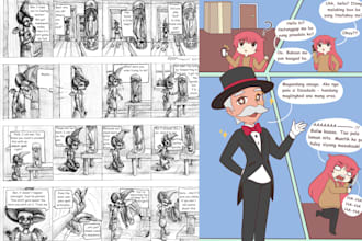 draw comic manga art comic book pages panel storyboards anime manga illustration