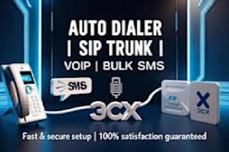 setup sip trunk, spoof api, auto dailer, voip 3cx, bulk sms, caller id, did numb