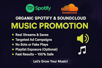do organic spotify and soundcloud music promotion real streams and ads