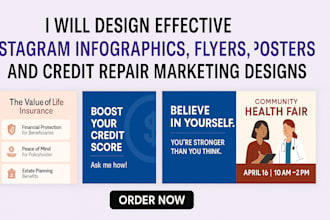 design effective instagram infographics, flyers, posters, and credit repair