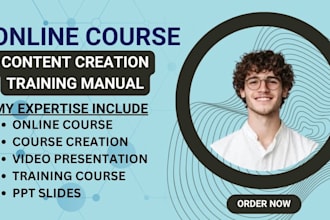 create online course content, training manual, coaching program, elearning video
