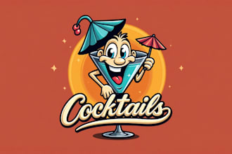 create a clean beautiful cocktail party mascot logo design with new concept