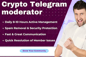 be crypto telegram community manager and admin or moderator