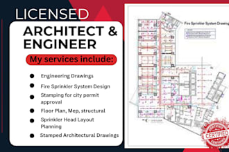 draw stamp engineering drawings fire alarm sprinkler safety plan mep city permit