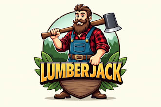 make a high quality lumberjack mascot logo with unlimited revision