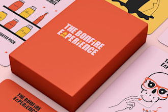 design card game, board game, flash cards, card box mockup, rule book design