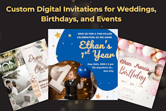 design custom digital invitations for weddings, birthdays, and events