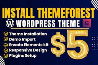 install themeforest or envato wordpress theme with full demo import