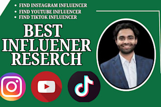research and find best youtube, instagram, facebook influencer email lists