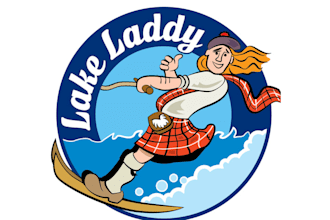 design colorful lake laddy and sports logo