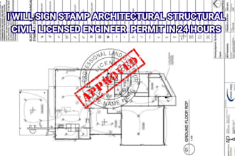 sign stamp architectural structural civil  licensed engineer  permit in 24 hours