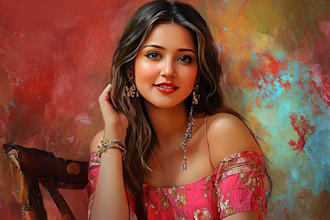 create realistic digital oil painting portrait as a gift