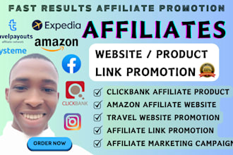 promote clickbank affiliate product, amazon affiliate, travel affiliate website