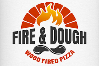 design traditional delicious wood fired pizza logo
