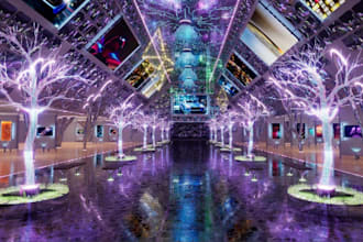 update 3d museum art,gallery space,virtual art,3d interior,showroom,night render