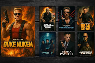 create a professional movie, film or game poster