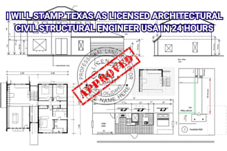 stamp texas as licensed architectural civil structural engineer USA in 24 hours