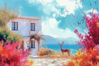 hand paint a stylized watercolor illustration