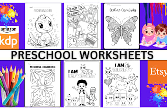 customise preschool activity worksheets  of all subjects for etsy