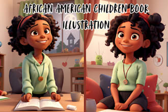 create africa america illustration, kids picture book illustrator, KDP bookcover