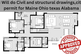 do civil and structural drawings, city permit for maine ohio texas utah alabama