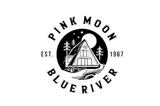 design dynamic pink moon blue river logo
