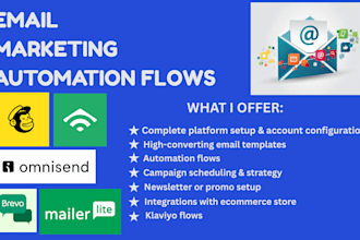 setup email marketing campaign automation flows via klaviyo omnisend brevo clay