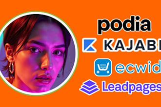 setup kajabi website ecwid store leadpages teachable podia course website