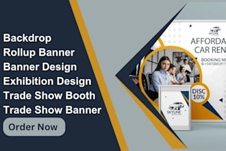 design fantastic trade show booth backdrop for exhibition and roll up banner