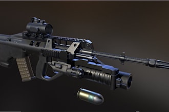 craft 3d gun asset, 3d assault gun, grenade weapon model in ue5, props3d weapon