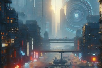 design futuristic cyberpunk city and background art