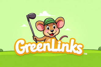 do golf mouse cartoon mascot logo design